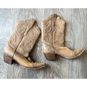 Corral Women's 8 M Cowboy Boots Naham Distressed Brown Leather Snip Toe C2033